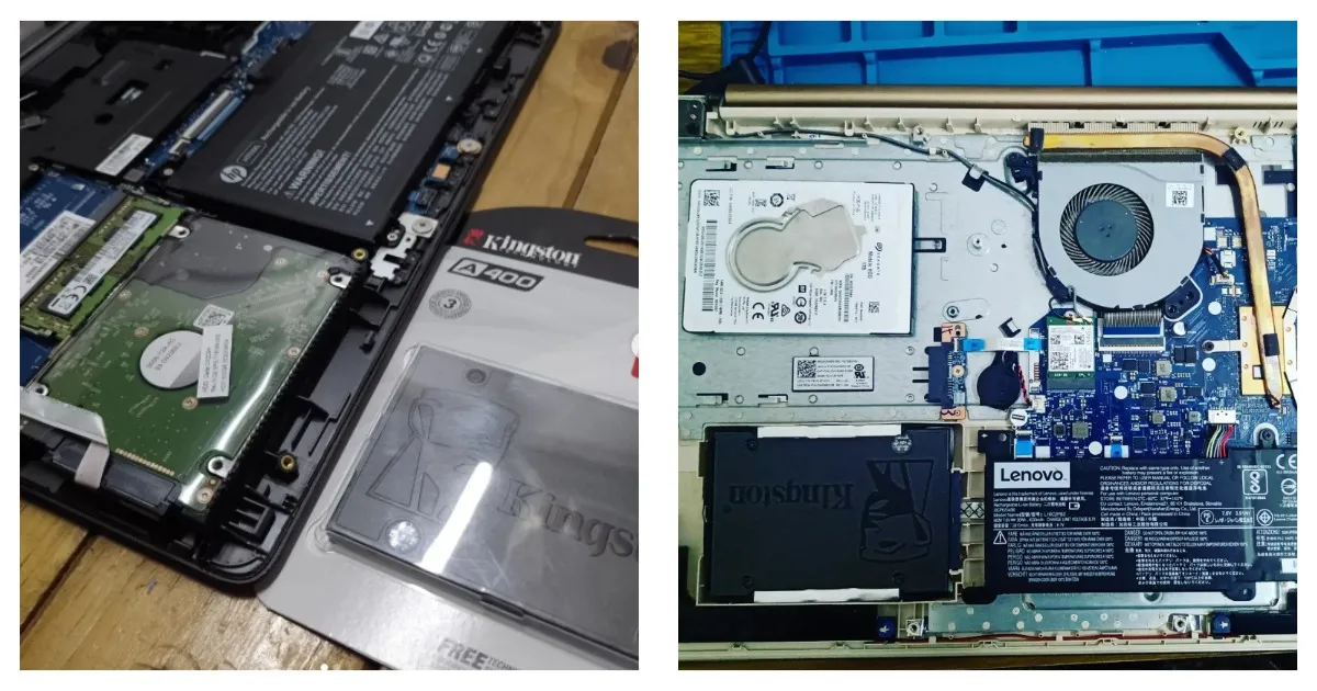 Reemplazo del disco mecánico de una notebook por un disco sólido, en un equipo HP y en uno Lenovo